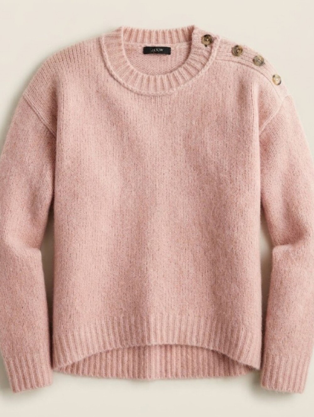 J.CREW Womens Pink Alpaca Wool Blend Button-Shoulder Pullover Sweater Size M / L